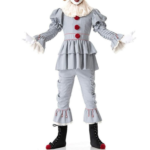 Halloween Adult Men Clown Costume Zentai Jumpsuit Cosplay Party Full Bodysuit 